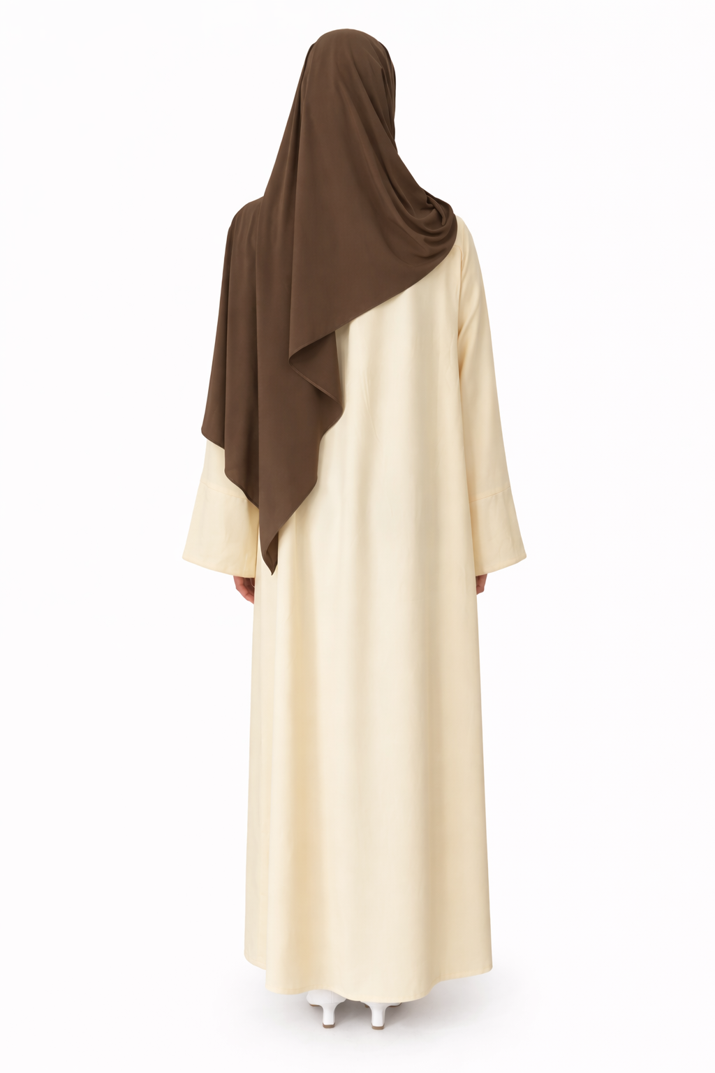 Ensemble Abaya Isya Beige Butter et Hijab jersey premium Taupe Brown