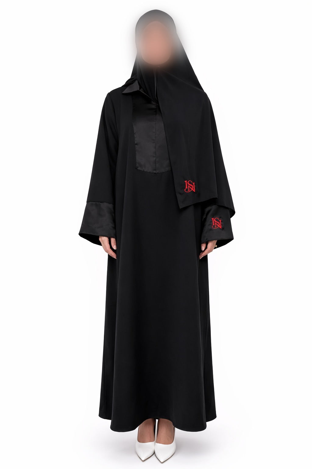 Ensemble Abaya Isya Black et Hijab jersey liquide Black