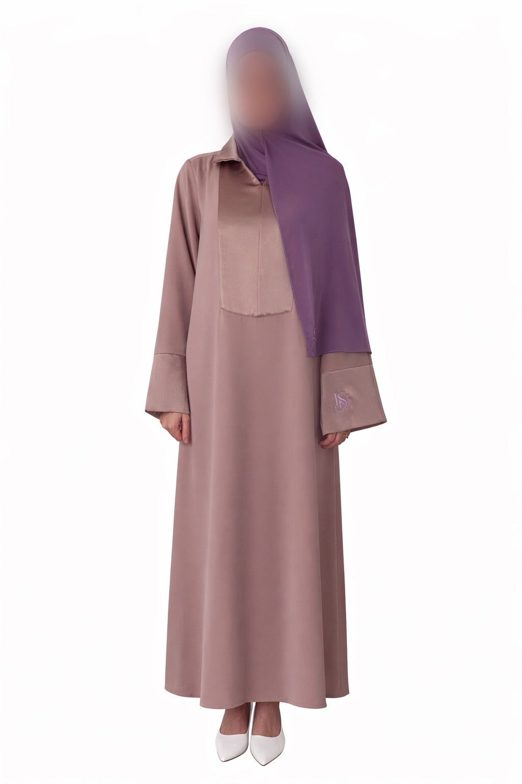 Ensemble Abaya Isya Purple et Hijab jersey premium Mauve Pink