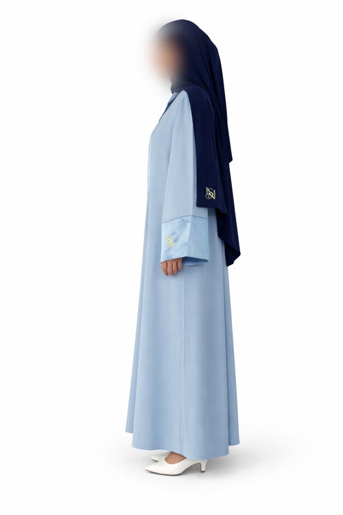Ensemble Abaya Isya Blue et Hijab jersey liquide Navy Blue