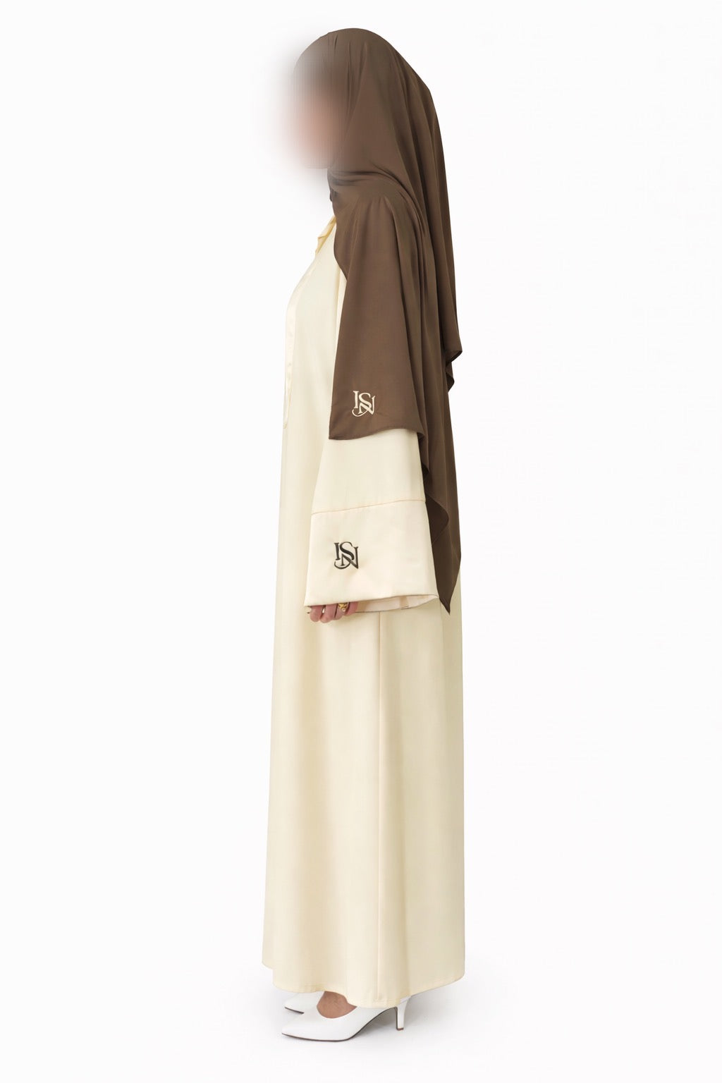 Ensemble Abaya Isya Beige Butter et Hijab jersey premium Taupe Brown