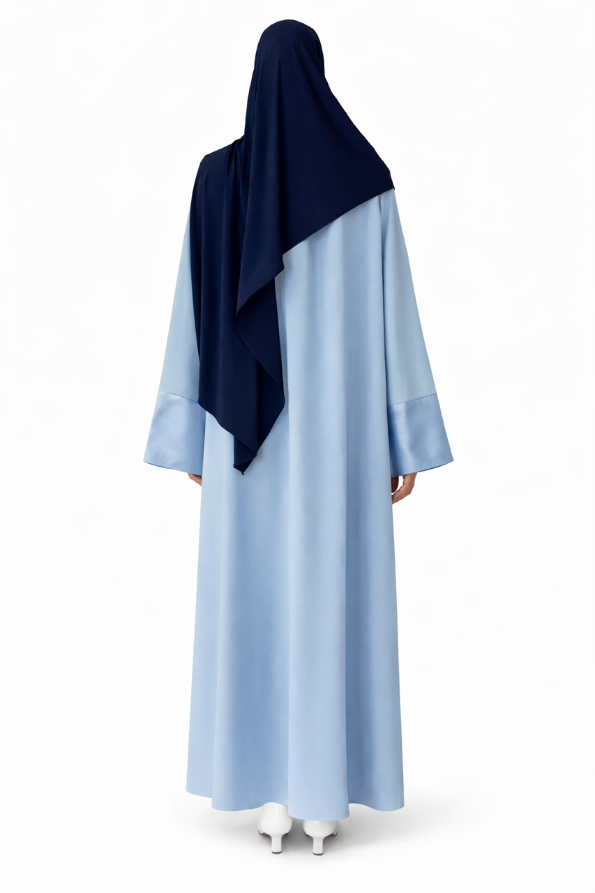 Ensemble Abaya Isya Blue et Hijab jersey liquide Navy Blue
