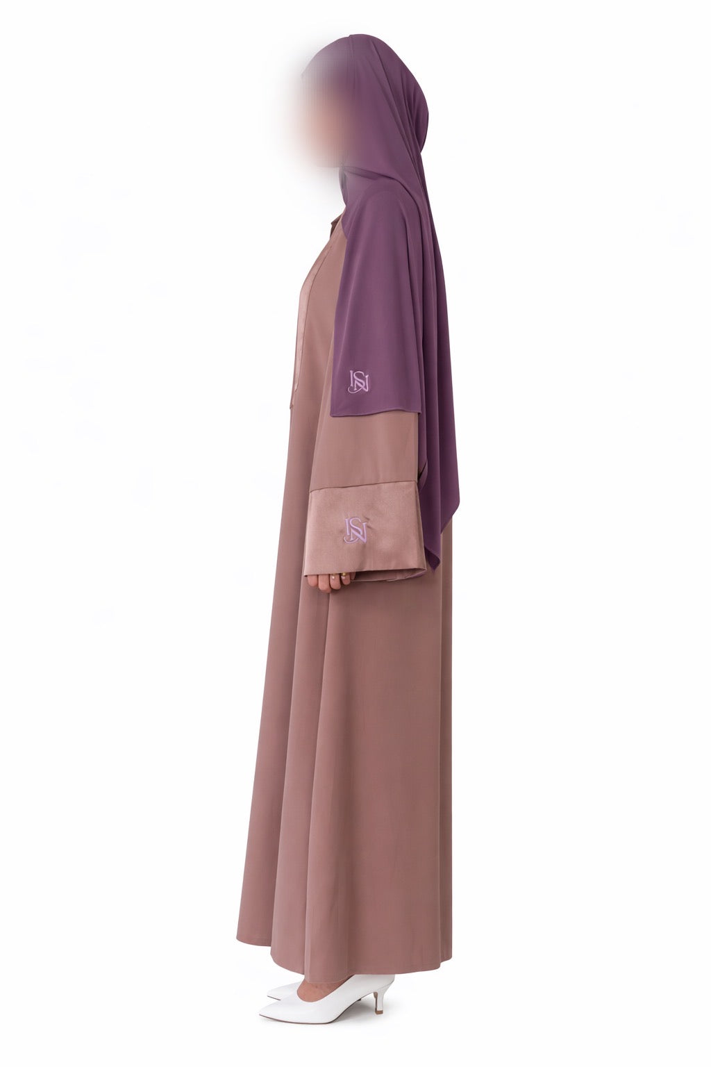 Ensemble Abaya Isya Purple et Hijab jersey premium Mauve Pink