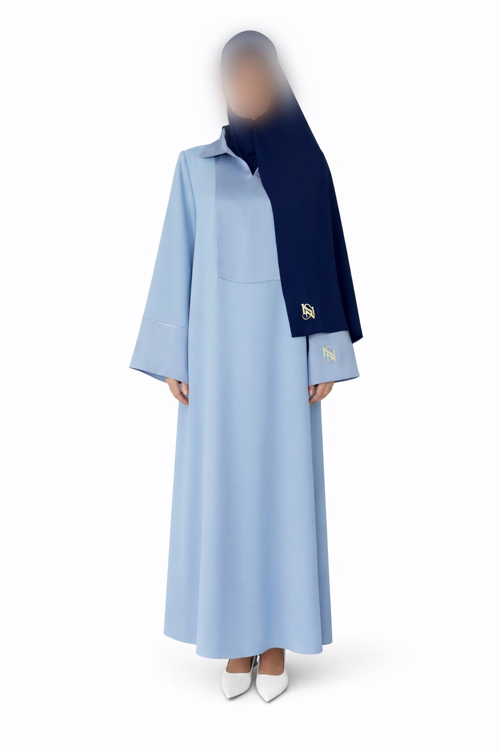 Ensemble Abaya Isya Blue et Hijab jersey liquide Navy Blue