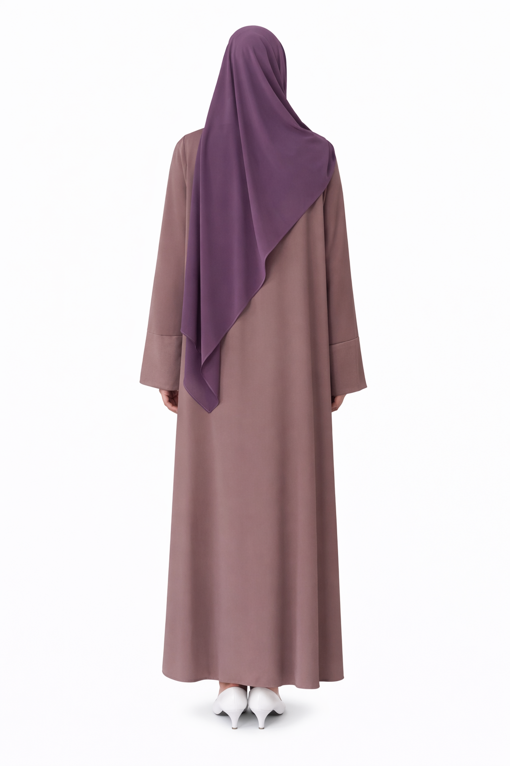 Ensemble Abaya Isya Purple et Hijab jersey premium Mauve Pink