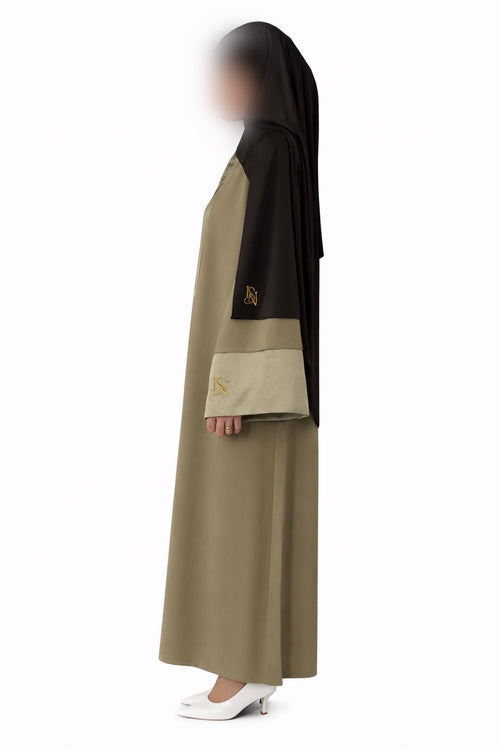 Ensemble Abaya Isya Taupe et Hijab jersey liquide Brown Chocolate